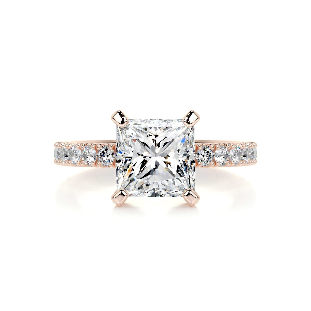 1.50ct Princess Cut Pave Moissanite Diamond Engagement Ring