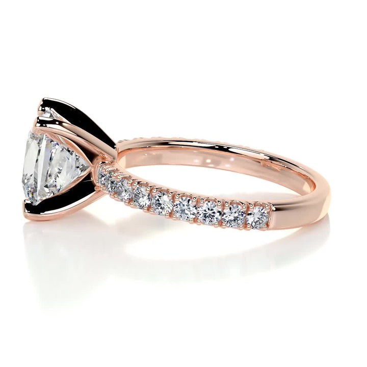 1.50ct Princess Cut Pave Moissanite Diamond Engagement Ring