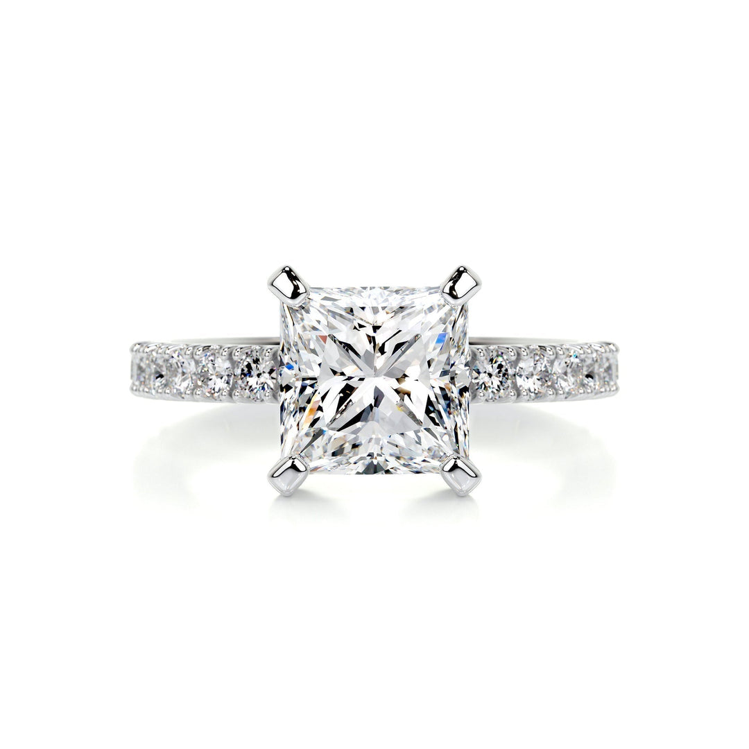 1.50ct Princess Cut Pave Moissanite Diamond Engagement Ring