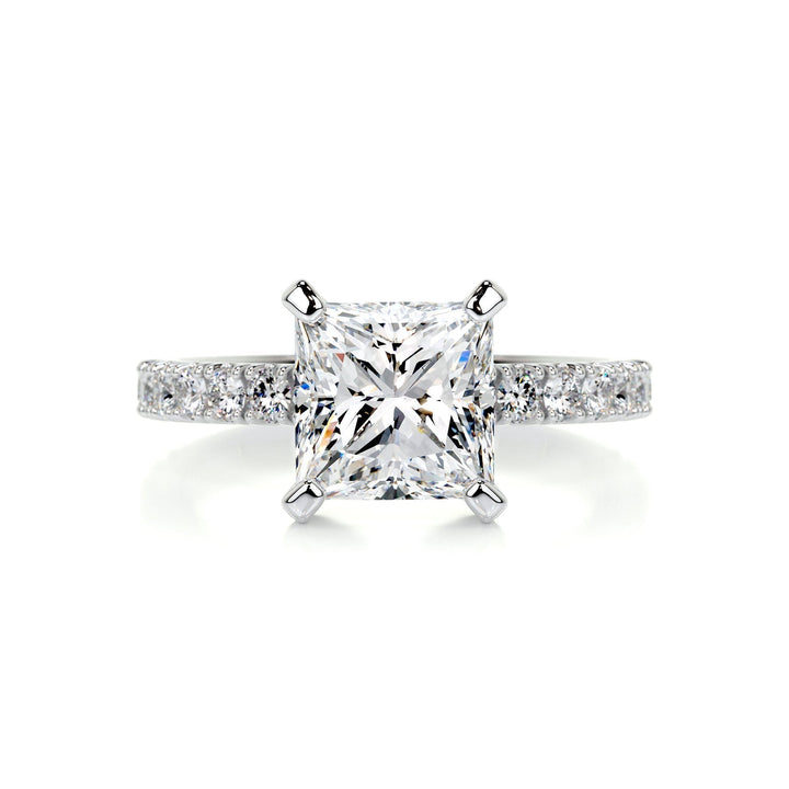 1.50ct Princess Cut Pave Moissanite Diamond Engagement Ring