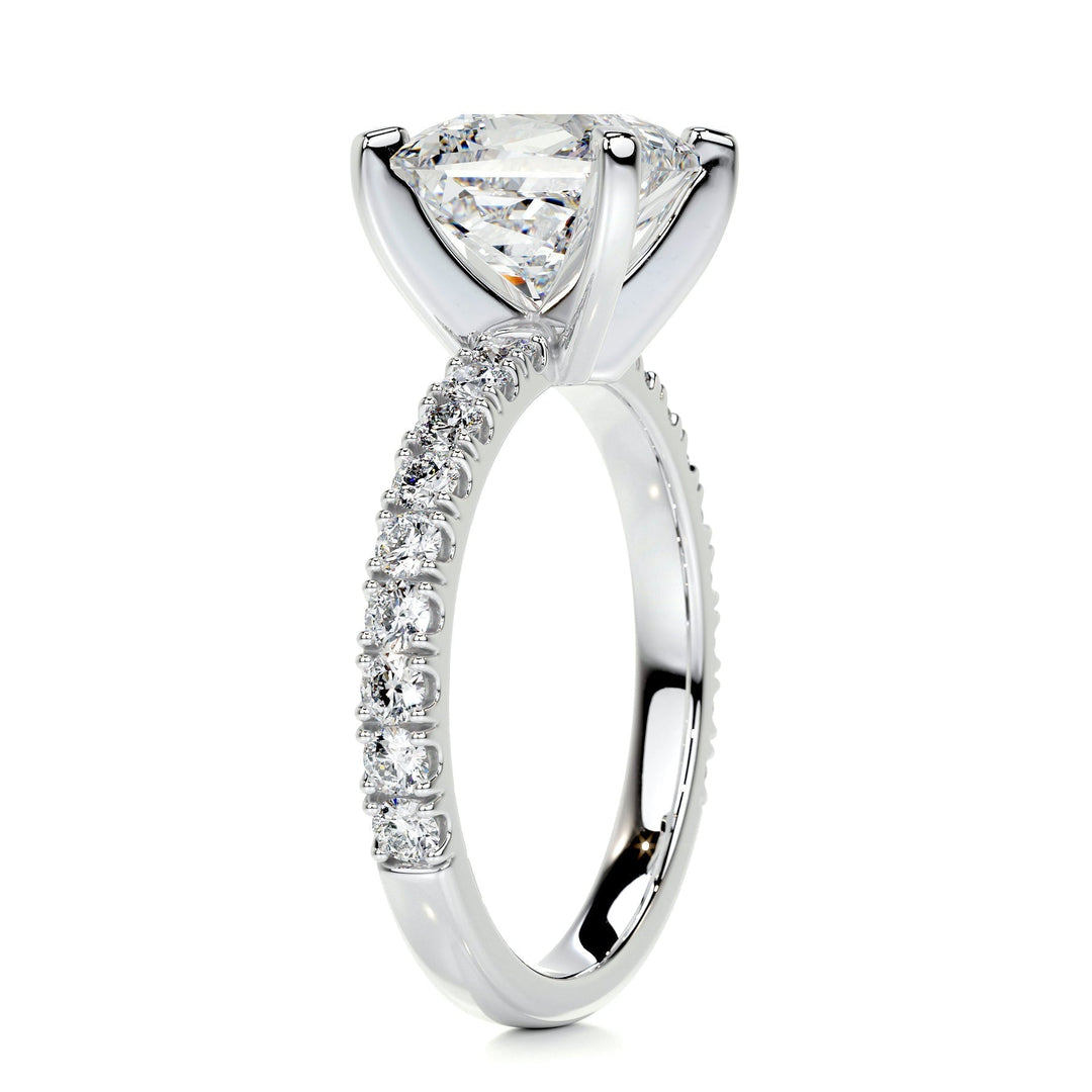 1.50ct Princess Cut Pave Moissanite Diamond Engagement Ring