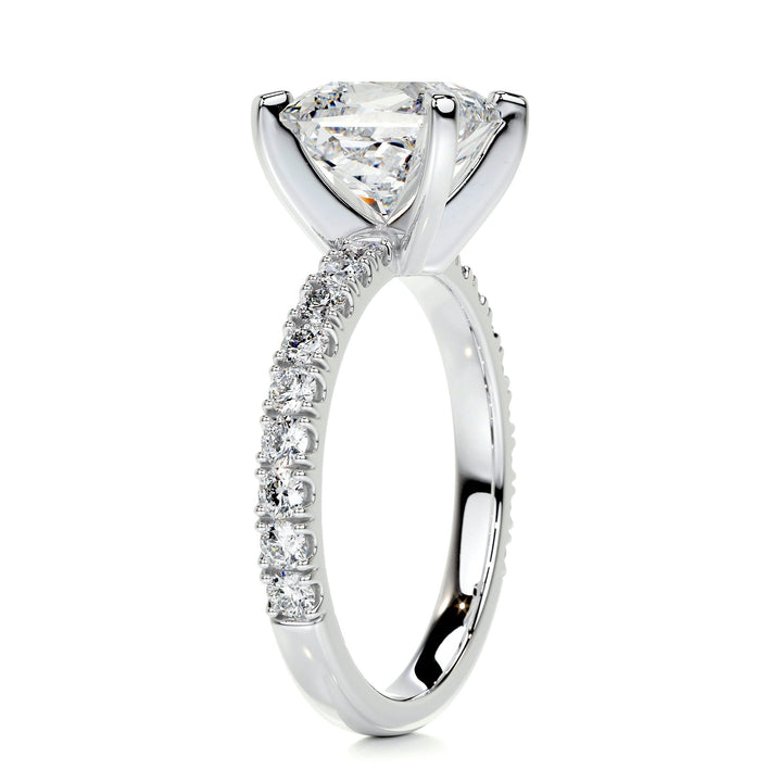 1.50ct Princess Cut Pave Moissanite Diamond Engagement Ring
