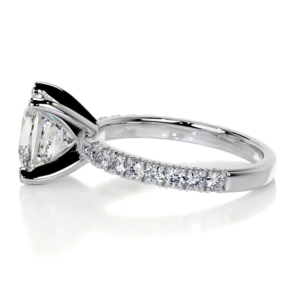 1.50ct Princess Cut Pave Moissanite Diamond Engagement Ring