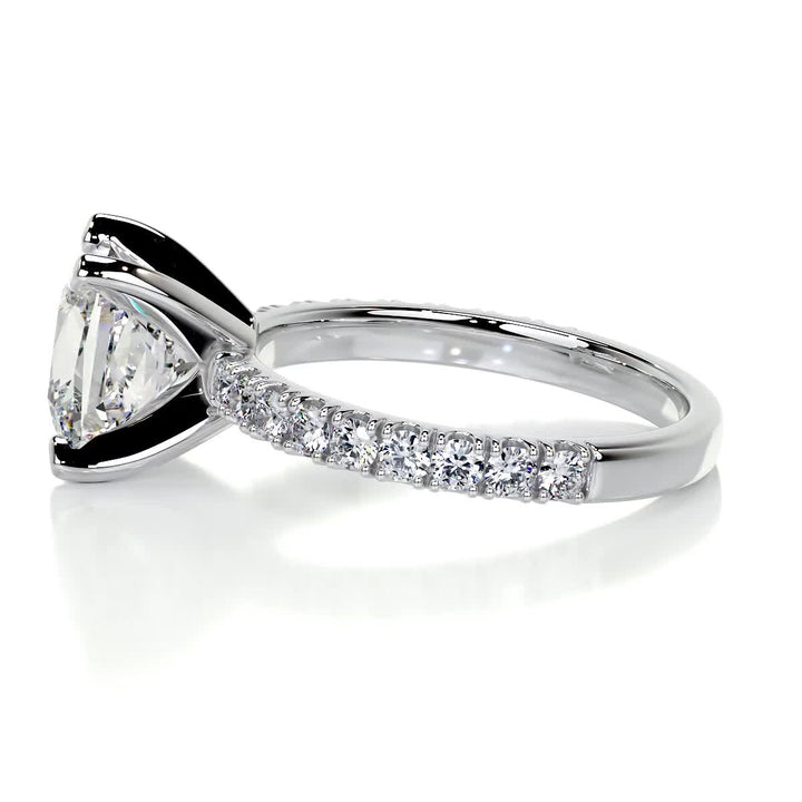 1.50ct Princess Cut Pave Moissanite Diamond Engagement Ring