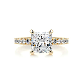 1.50ct Princess Cut Pave Moissanite Diamond Engagement Ring