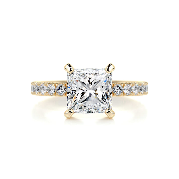 1.50ct Princess Cut Pave Moissanite Diamond Engagement Ring