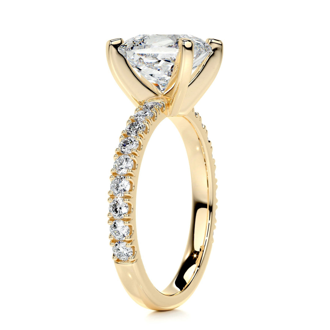 1.50ct Princess Cut Pave Moissanite Diamond Engagement Ring