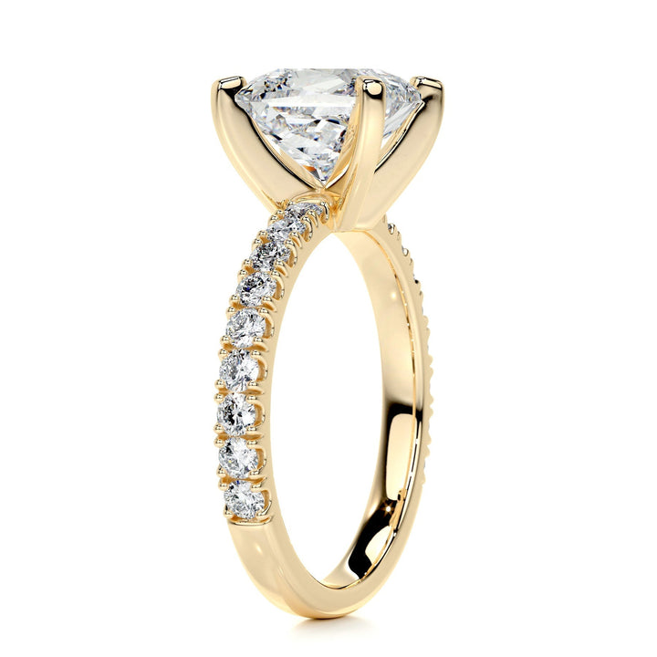 1.50ct Princess Cut Pave Moissanite Diamond Engagement Ring