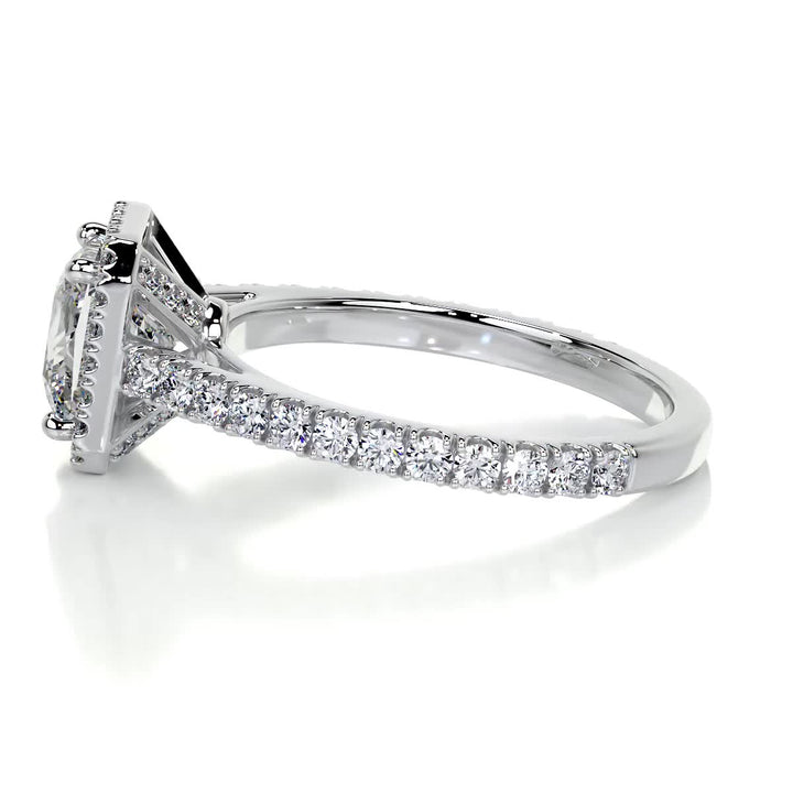 1.20ct Princess Cut Halo Moissanite Diamond Engagement Ring