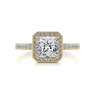 1.20ct Princess Cut Halo Moissanite Diamond Engagement Ring