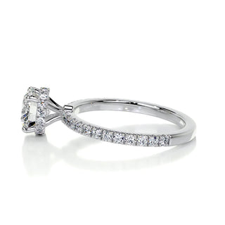 1.0 Carat Round Cut Hidden Halo Moissanite Engagement Ring