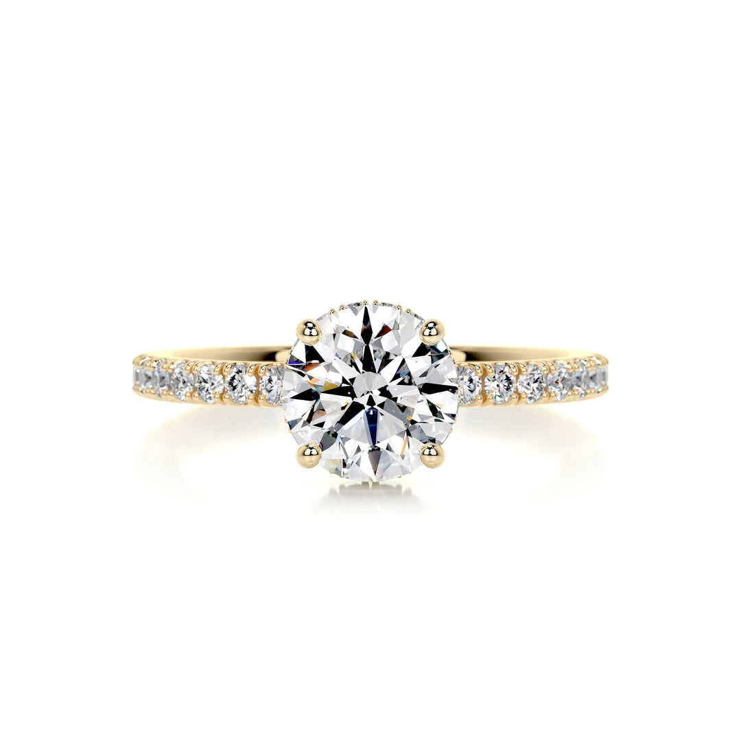 1.0ct Round Cut Hidden Halo Pave Moissanite Diamond Engagement Ring