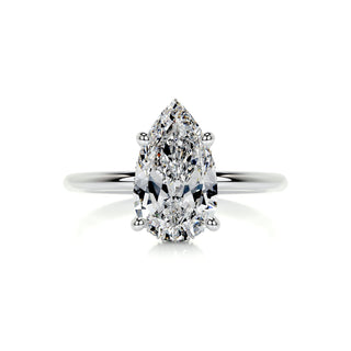 1.0ct Pear Cut Hidden Halo Moissanite Diamond Engagement Ring