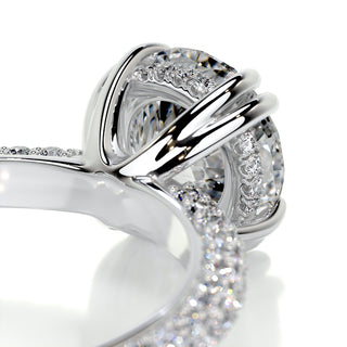 2.0ct Round Cut Hidden Halo 3 Side Pave Moissanite Diamond Engagement Ring