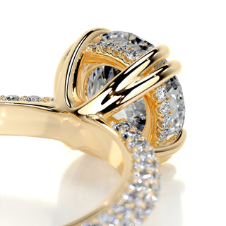 2.0ct Round Cut Hidden Halo 3 Side Pave Moissanite Diamond Engagement Ring