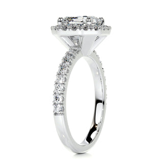 1.55ct Asscher Cut Halo Moissanite Diamond Engagement Ring