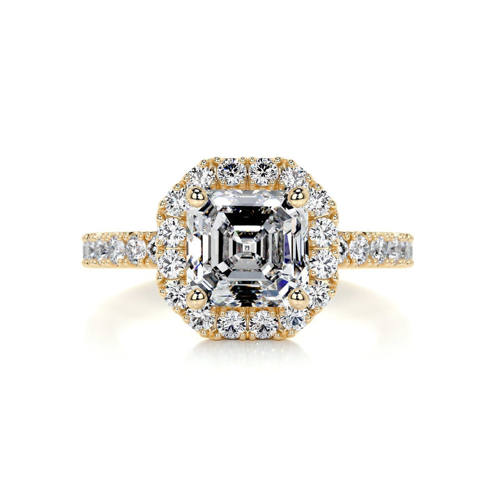 1.55ct Asscher Cut Halo Moissanite Diamond Engagement Ring