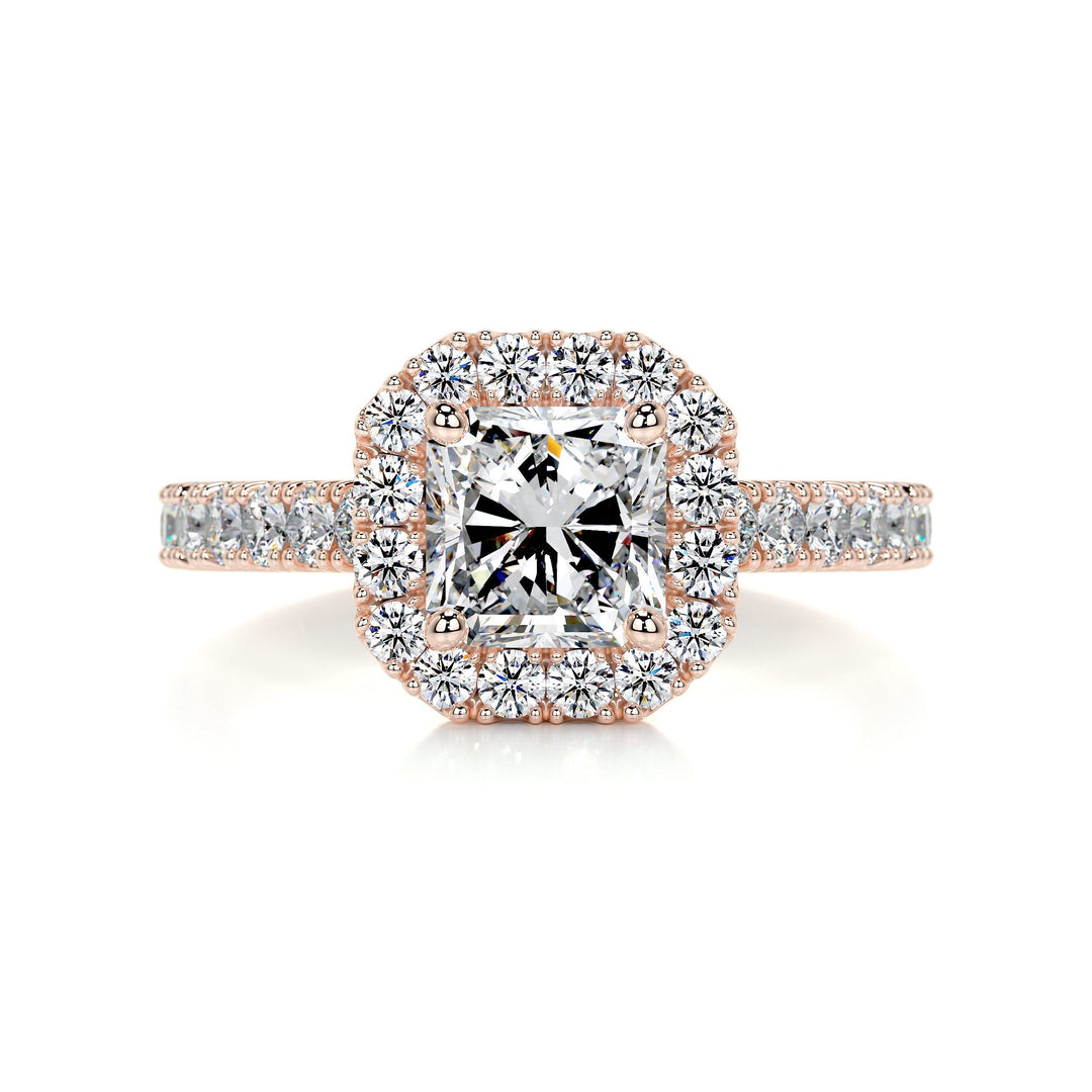 1.0 Carat Radiant Halo Moissanite Engagement Ring in 18K Solid Yellow | White | Rose Gold