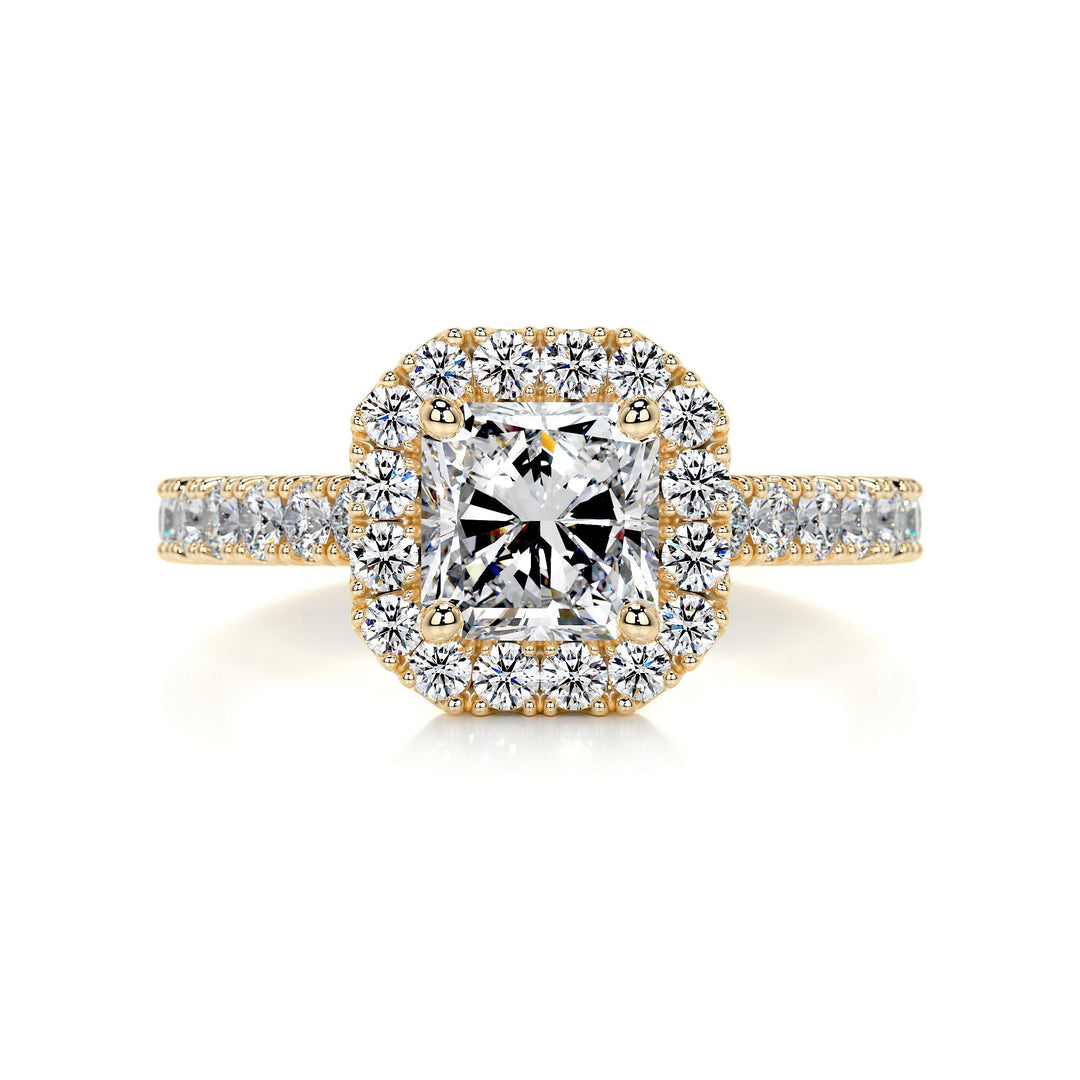 1.0 Carat Radiant Halo Moissanite Engagement Ring in 18K Solid Yellow | White | Rose Gold