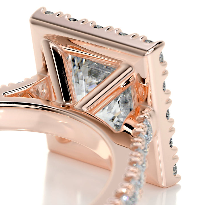 2.0ct Princess Cut Halo Moissanite Diamond Engagement Ring