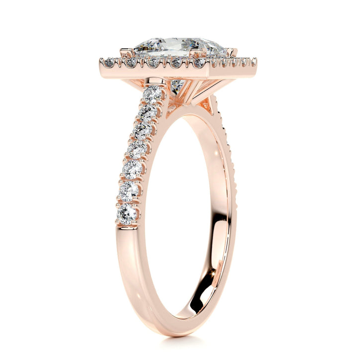 2.0ct Princess Cut Halo Moissanite Diamond Engagement Ring