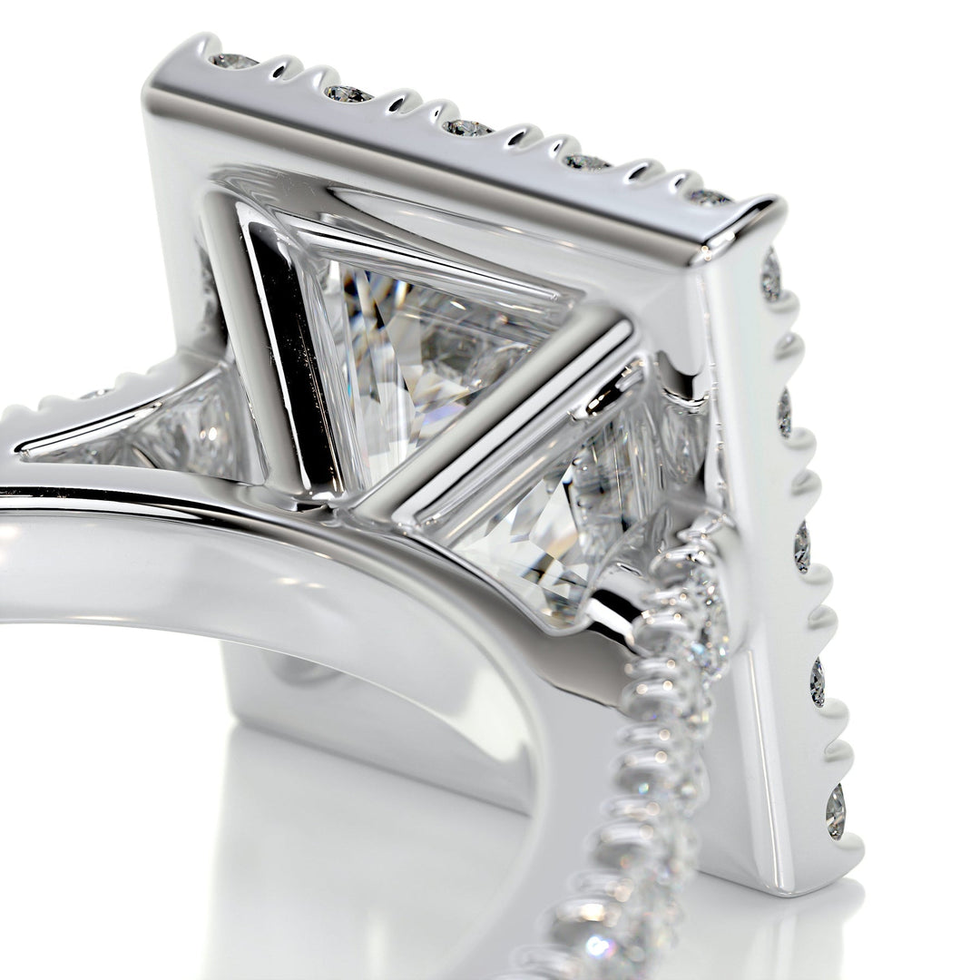 2.0ct Princess Cut Halo Moissanite Diamond Engagement Ring