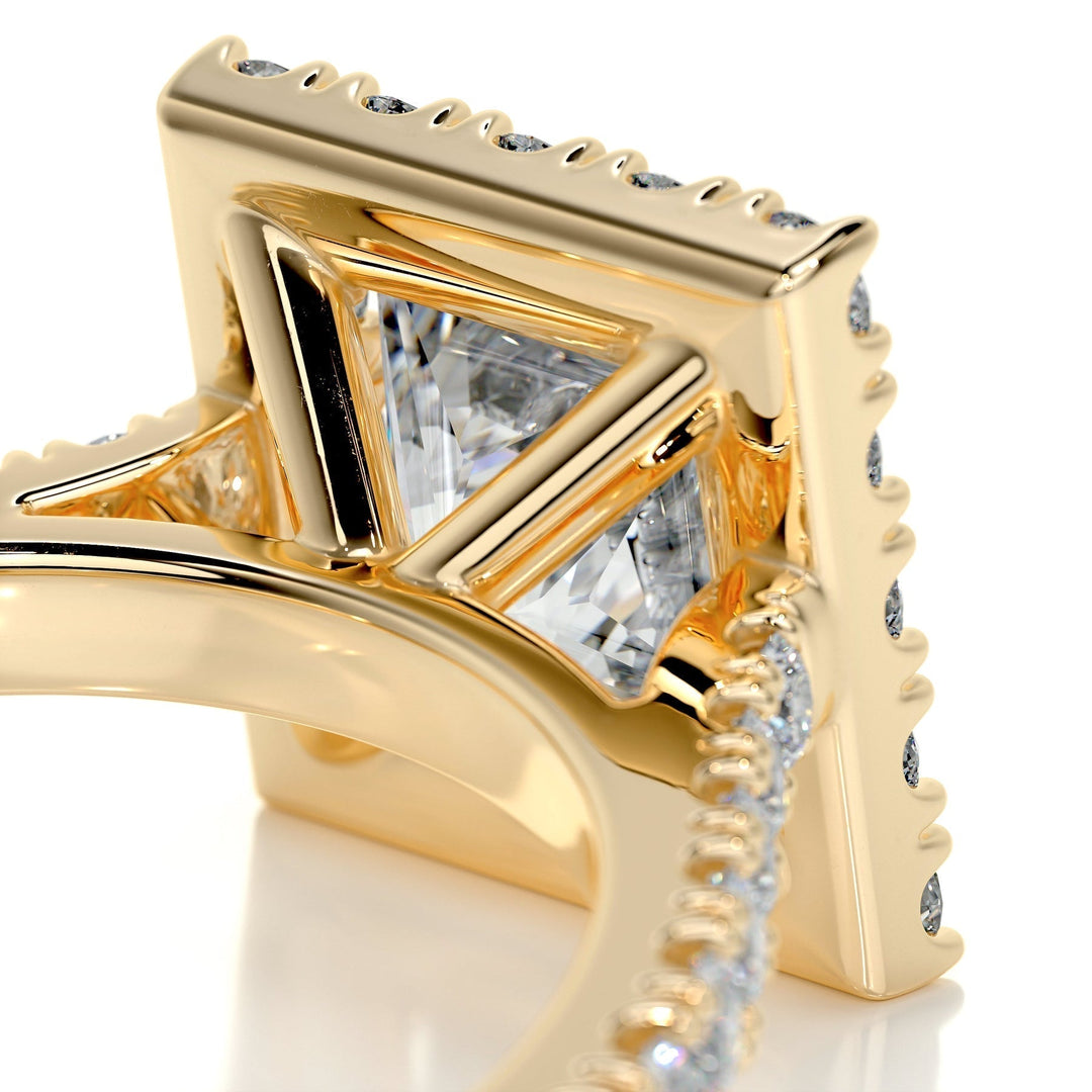 2.0ct Princess Cut Halo Moissanite Diamond Engagement Ring