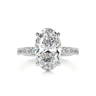 2.08ct Elongated Oval Cut Hidden Halo Moissanite Diamond Engagement Ring