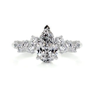 1.08 Carat Pear Cut Zig Zag Moissanite Engagement Ring