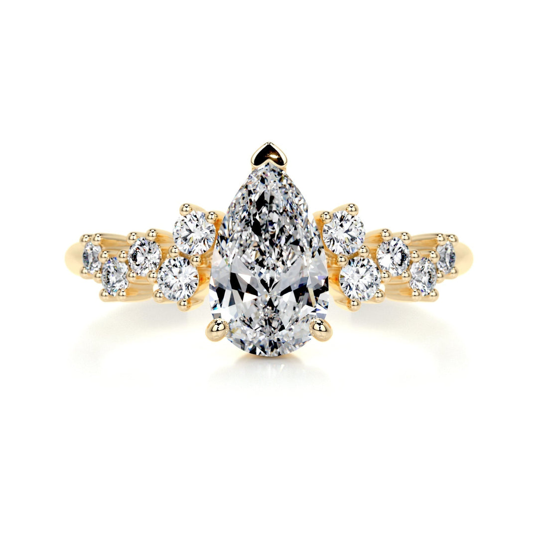 1.0ct Pear Cut Moissanite Diamond Engagement Ring