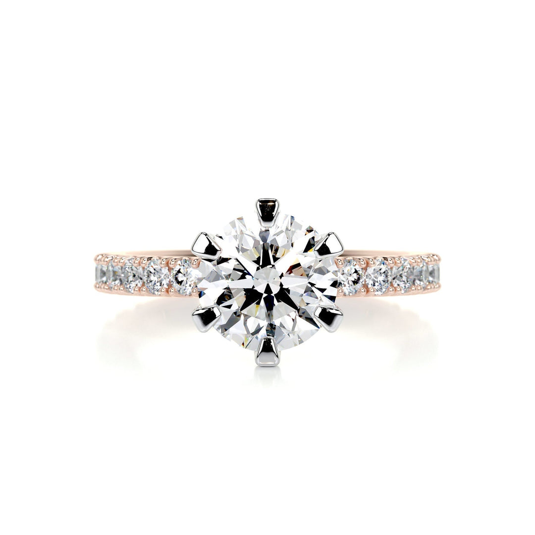1.5ct Round Cut Pave Moissanite Diamond Engagement Ring