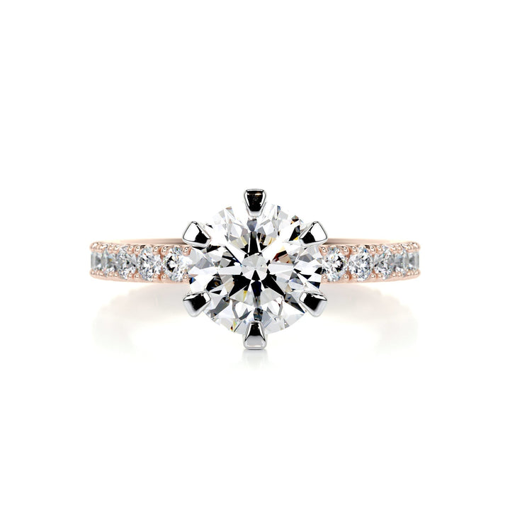 1.5ct Round Cut Pave Moissanite Diamond Engagement Ring