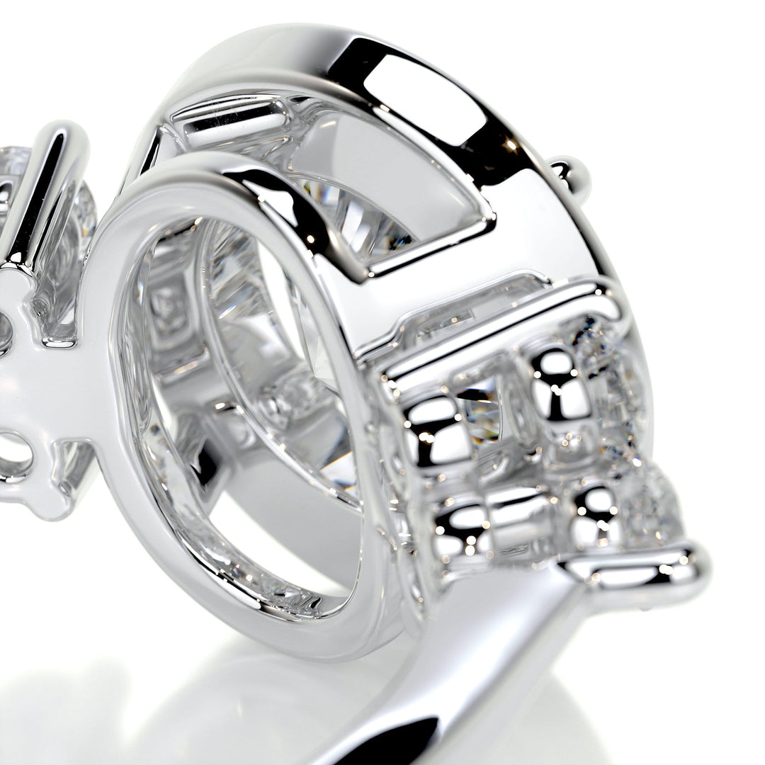 1.5ct Round Cut Halo Cluster Moissanite Diamond Engagement Ring