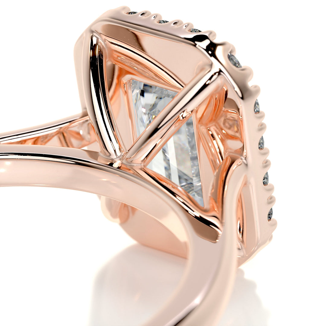 1.0 Carat Emerald Cut Halo Moissanite Engagement Ring