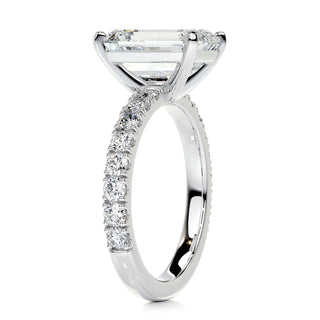 3.0ct Emerald Cut Pave Moissanite Diamond Engagement Ring