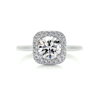 1.0ct Round Cut Halo Moissanite Diamond Engagement Ring