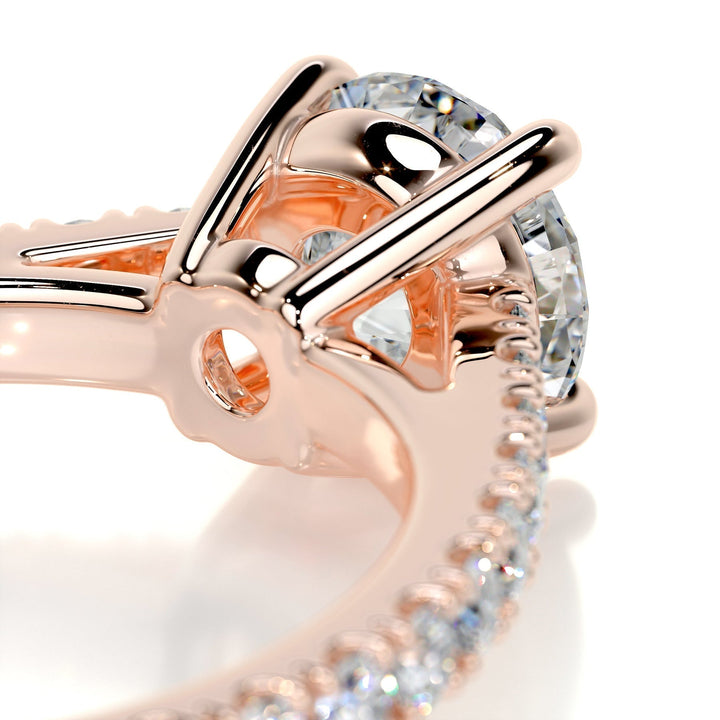 0.80ct Round Cut Pave Cathedral Moissanite Diamond Engagement Ring