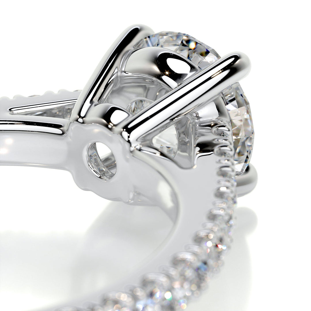 0.80ct Round Cut Pave Cathedral Moissanite Diamond Engagement Ring