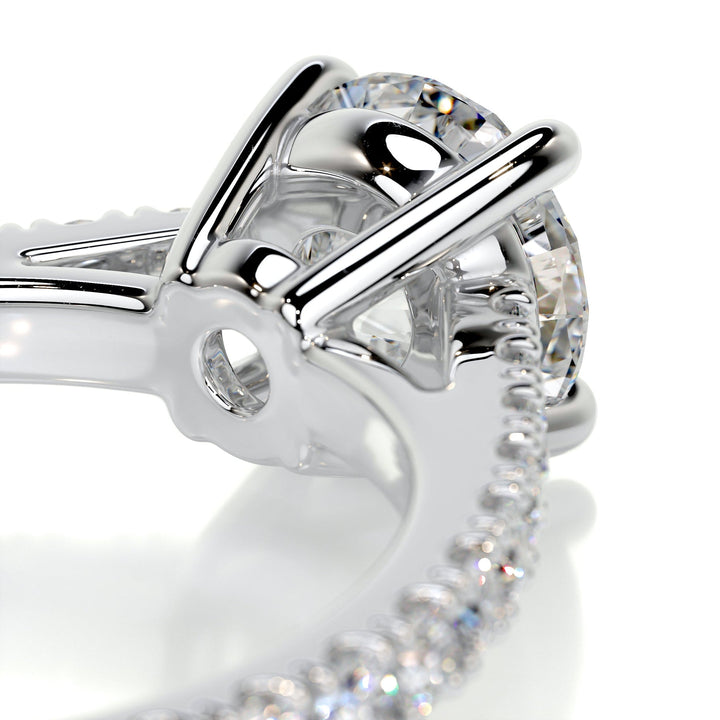 0.80ct Round Cut Pave Cathedral Moissanite Diamond Engagement Ring