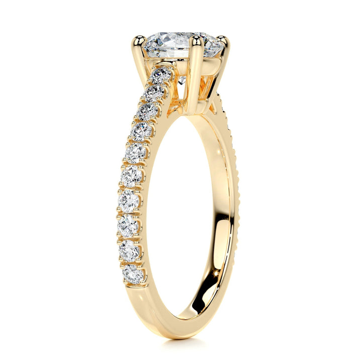 0.80ct Round Cut Pave Cathedral Moissanite Diamond Engagement Ring