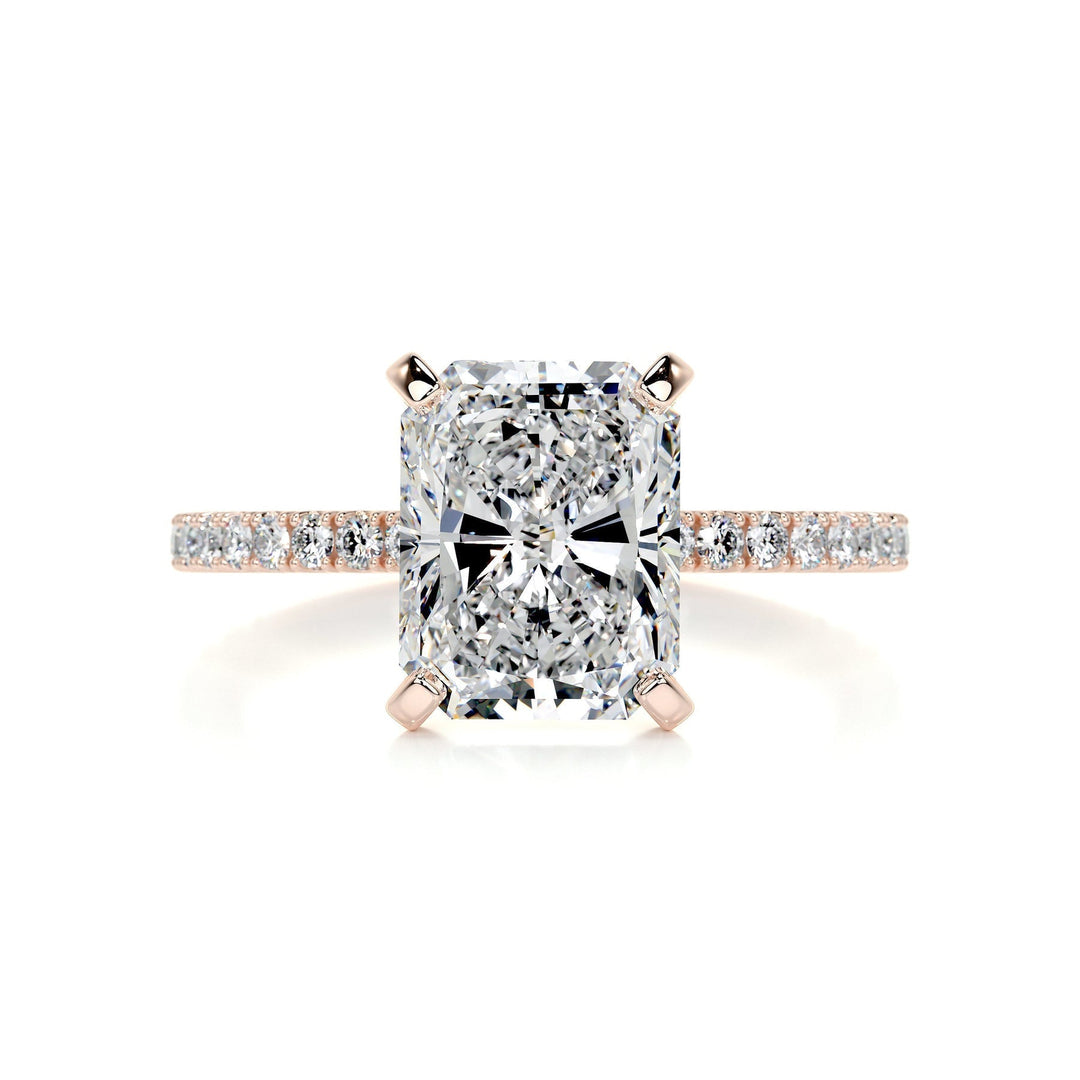 3.0ct Radiant Cut pave Moissanite Diamond Engagement Ring