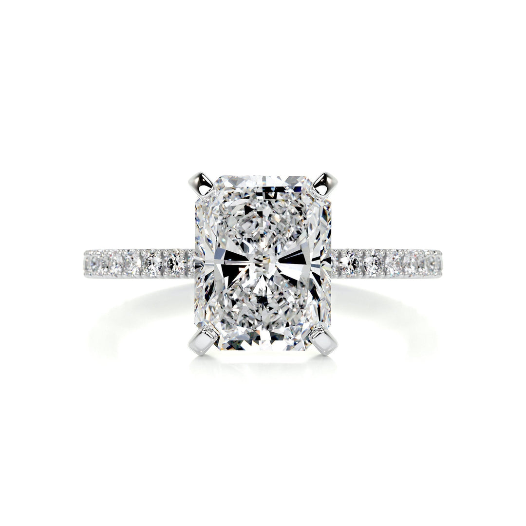 3.0ct Radiant Cut pave Moissanite Diamond Engagement Ring
