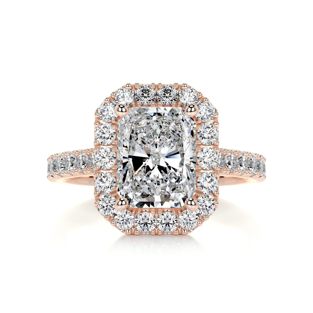 1.75ct Radiant Cut Halo Moissanite Diamond Engagement Ring