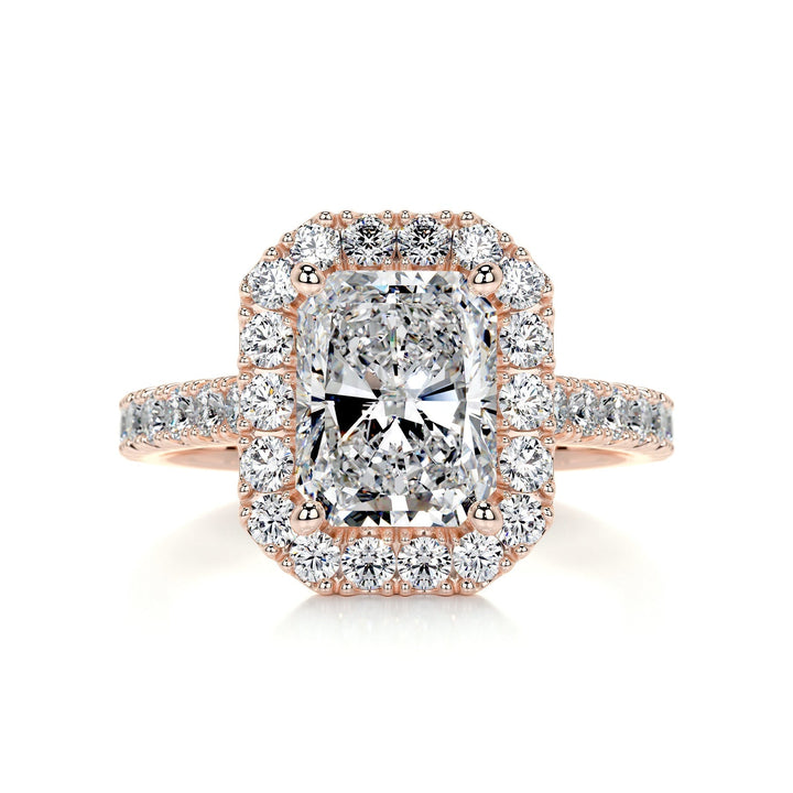 1.75ct Radiant Cut Halo Moissanite Diamond Engagement Ring