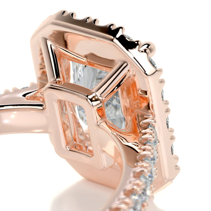 1.75ct Radiant Cut Halo Moissanite Diamond Engagement Ring