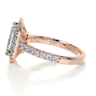 1.75ct Radiant Cut Halo Moissanite Diamond Engagement Ring