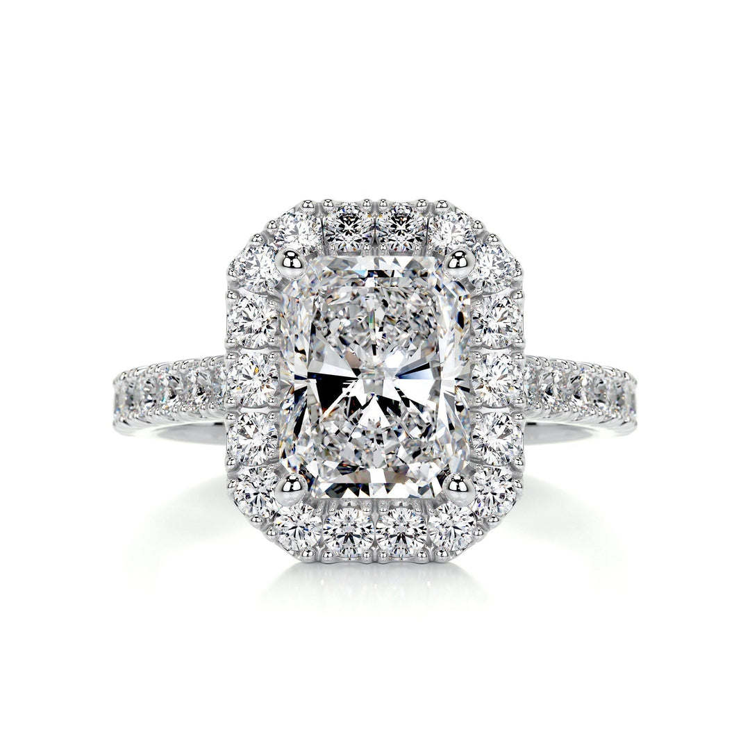 1.75ct Radiant Cut Halo Moissanite Diamond Engagement Ring