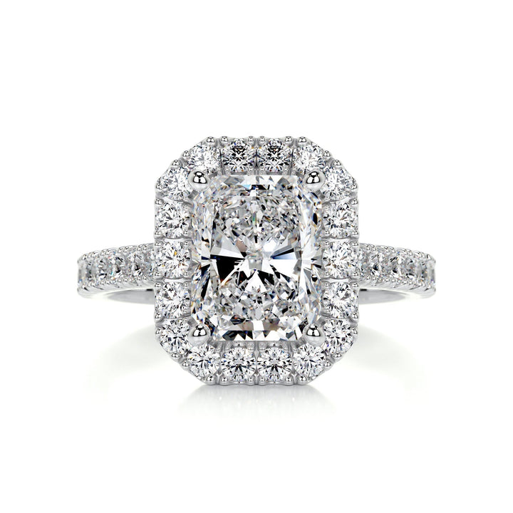 1.75ct Radiant Cut Halo Moissanite Diamond Engagement Ring