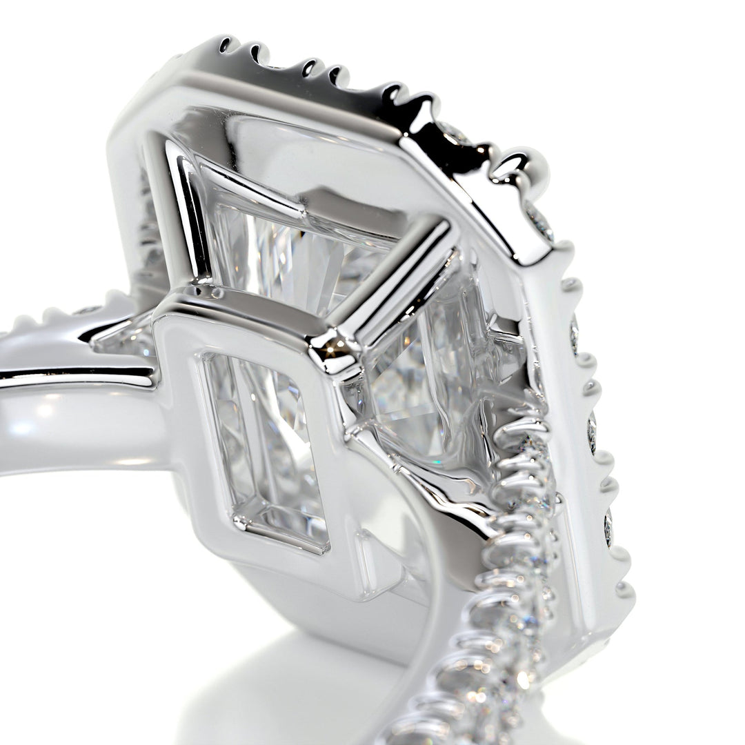1.75ct Radiant Cut Halo Moissanite Diamond Engagement Ring