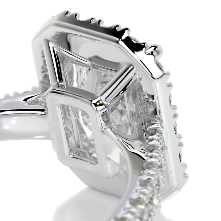 1.75ct Radiant Cut Halo Moissanite Diamond Engagement Ring